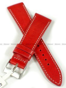 Skórzany pasek do zegarka LAVVU LSSUR22, 22 mm, Czerwony