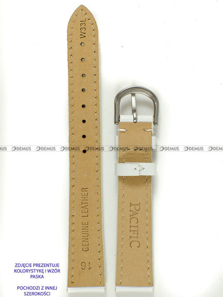 Skórzany pasek do zegarka Pacific W33L.18.7.7, 18 mm, Biały