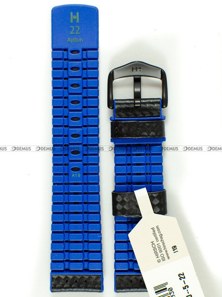 Skórzano-kauczukowy pasek do zegarka Hirsch 0918092050-5-22, 22 mm, Czarny