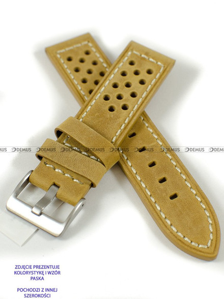 Skórzany pasek do zegarka Horido 9618.03.20S-biała nić, 20 mm, Brązowy