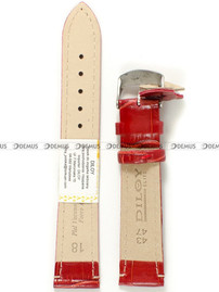 Skórzany pasek do zegarka Diloy 402.18.6, 18 mm, Czerwony