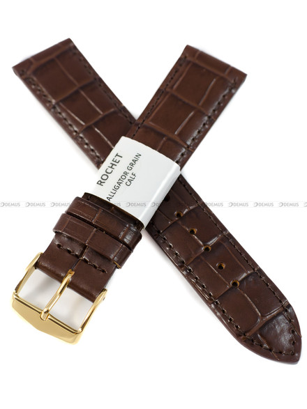 Pasek skórzany do zegarka - Rochet Charleston 5492003ST - 20 mm - Brązowy