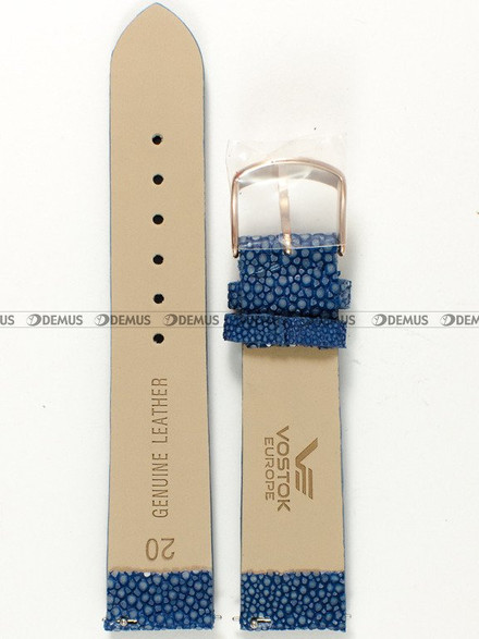 Pasek Undine ze skóry płaszczki do zegarka Vostok Europe - 20 mm niebieski RG