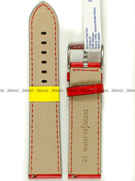 Skórzany pasek do zegarka Morellato A01X5123C03082CR22, 22 mm, Czerwony