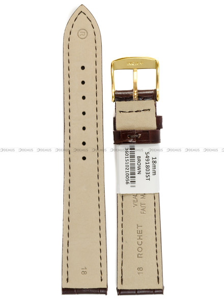 Pasek skórzany do zegarka - Rochet Charleston 5491803ST - 18 mm - Brązowy