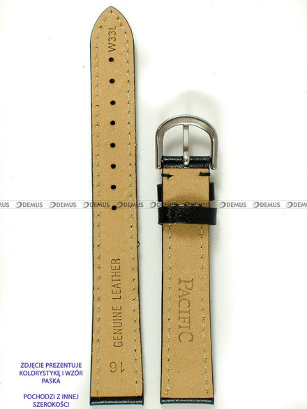 Skórzany pasek do zegarka Pacific W33L.12.1.1, 12 mm, Czarny
