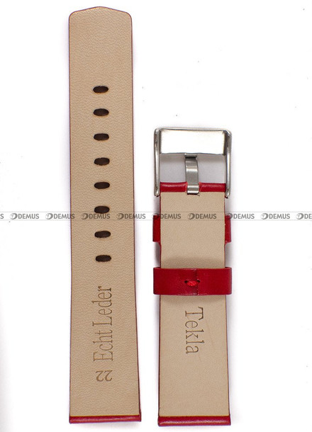 Skórzany pasek do zegarka Tekla PT48.22.4, 22 mm, Czerwony