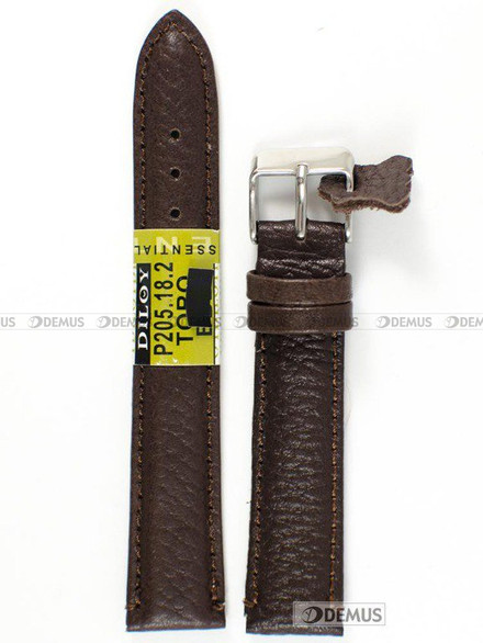 Skórzany pasek do zegarka Diloy P205.18.2, 18 mm, Brązowy
