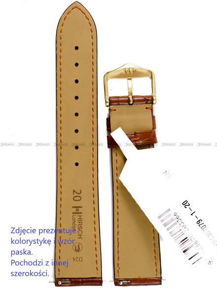 Pasek skórzany z aligatora do zegarka - Hirsch London 04307079-1-19 - 19 mm - Zwężany