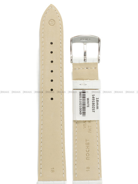 Pasek skórzany do zegarka - Rochet Charleston 5491802ST - 18 mm - Biały