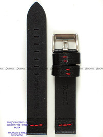 Skórzany pasek do zegarka Pacific W23.24.1.4, 24 mm, Czarny