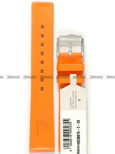 Kauczukowy pasek do zegarka Hirsch 40538876-2-20, 20 mm, Pomarańczowy
