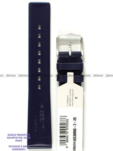 Kauczukowy pasek do zegarka Hirsch 40538880-2-22, 22 mm, Niebieski