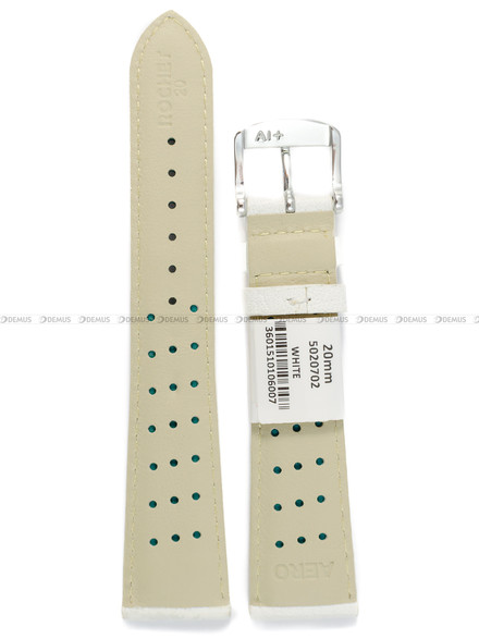Pasek skórzany do zegarka - Rochet Buffalo 5020702 - 20 mm - Biały