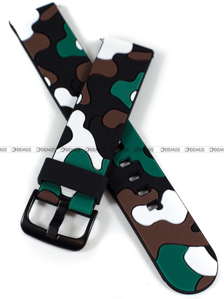 Silikonowy pasek do zegarka Demus PGS1.20.1.2.3.7, 20 mm, Brązowy, Czarny, Biały, Zielony