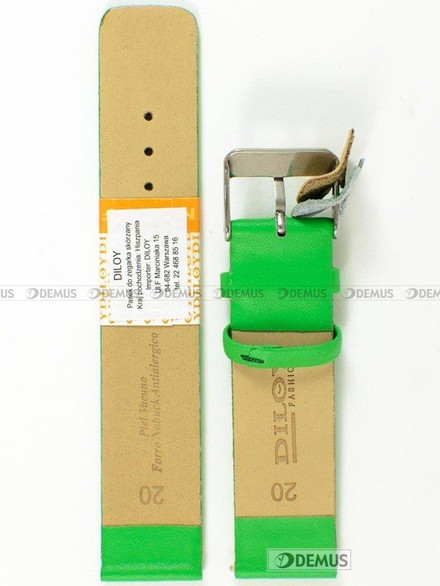 Skórzany pasek do zegarka Diloy 327.20.11, 20 mm, Zielony