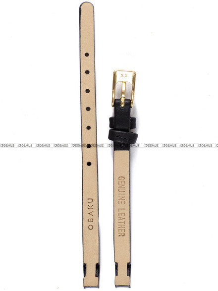 Skórzany pasek do zegarka Obaku V110LGIRB, 6 mm, Czarny