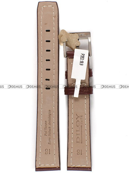 Skórzany pasek do zegarka Diloy P353.18.9, 18 mm, Brązowy