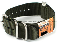 Nylonowy pasek do zegarka Diloy 409.22.27, 22 mm, Zielony