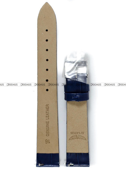 Skórzany pasek do zegarka Aviator Aviator V.1.33.0, 16 mm, Niebieski