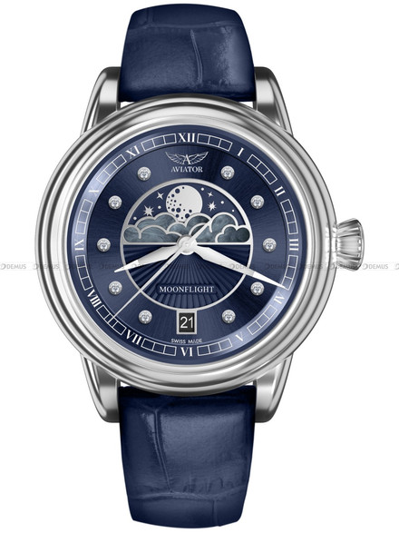 Zegarek Damski Aviator Douglas MoonFlight Diamonds Edition V.1.33.0.379.4