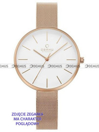 Pozłacana, siateczkowa (mesh) bransoleta do zegarka Obaku V211LXVIMV, 12 mm, różowe złoto