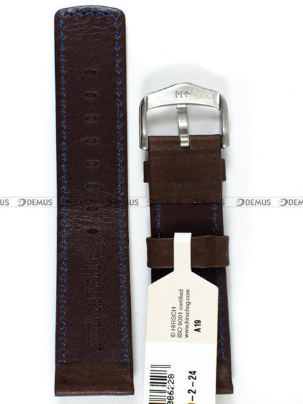 Skórzany pasek do zegarka Hirsch 14502110-2-24, 24 mm, Brązowy