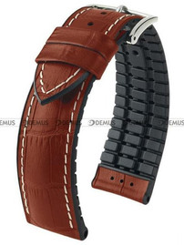 Skórzano-kauczukowy pasek do zegarka Hirsch 0925128070-2-22, 22 mm, Brązowy