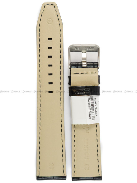 Pasek skórzany do zegarka - Rochet Indiana 5590791 - 20 mm - Czarny