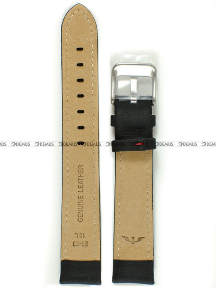 Skórzany pasek do zegarka Bisset BS-158-18-1-4 XL, 18 mm, Czarny