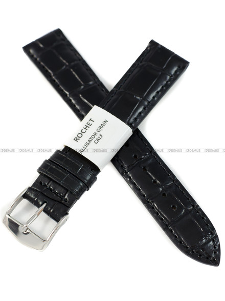 Pasek skórzany do zegarka - Rochet Charleston 5491801ST - 18 mm - Czarny