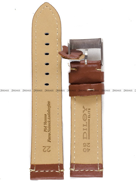 Skórzany pasek do zegarka Diloy P354.22.8, 22 mm, Brązowy