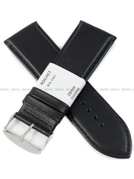 Pasek skórzany do zegarka - Rochet Neptune 7232801 - 28 mm - Czarny
