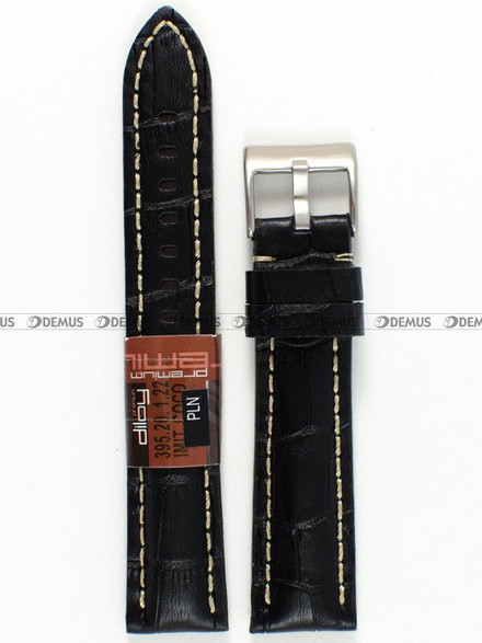 Skórzany pasek do zegarka Diloy 395.20.1.22, 20 mm, Czarny