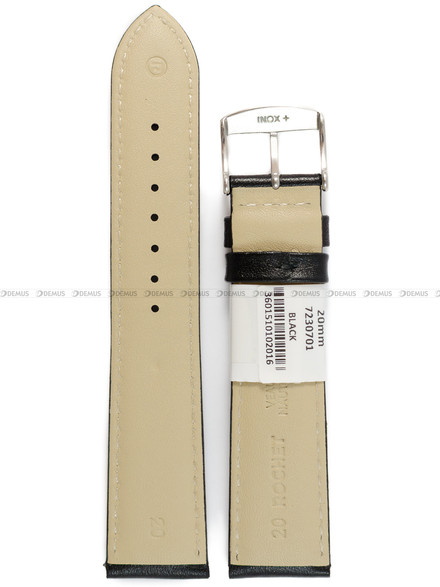 Pasek skórzany do zegarka - Rochet Neptune 7230701 - 20 mm - Czarny