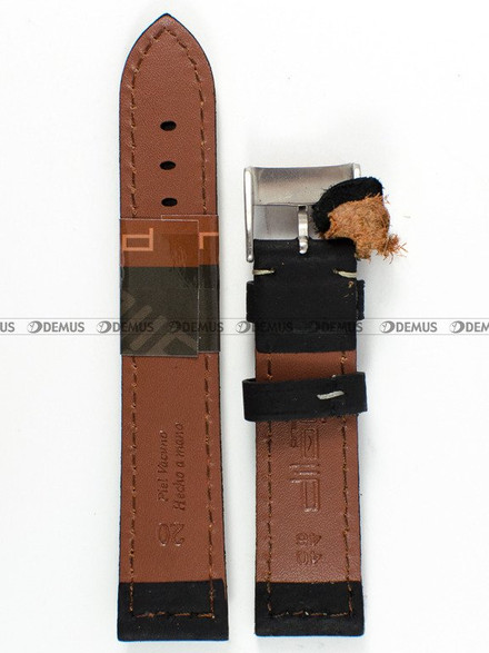 Skórzany pasek do zegarka Diloy 396.20.1, 20 mm, Czarny