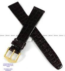 Pasek skórzany z krokodyla do zegarka - Hirsch Prestige Croco 02208010-1-19 - 19 mm - zwężany