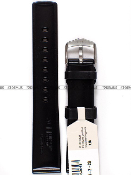 Kauczukowy pasek do zegarka Hirsch 40478850-2-20, 20 mm, Czarny