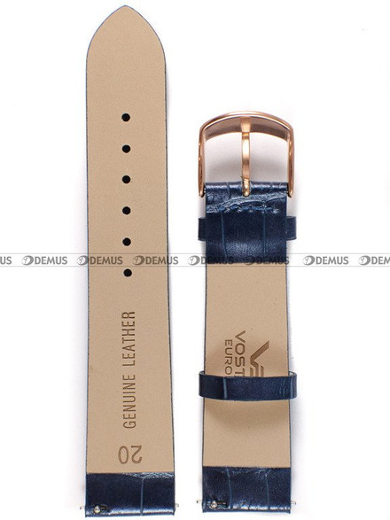 Skórzany pasek do zegarka Vostok Undine-skórzany-niebieski-croco-różowa-, 20 mm, Niebieski