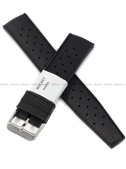 Pasek gumowy do zegarka - Rochet Tropic 8402201 - 22 mm - Czarny