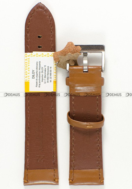 Skórzany pasek do zegarka Diloy 401.22.3, 22 mm, Brązowy
