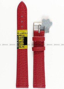 Skórzany pasek do zegarka Diloy P178.16.6, 16 mm, Czerwony