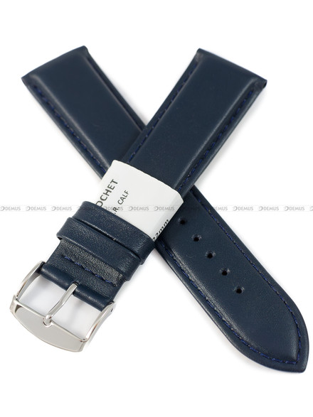 Pasek skórzany do zegarka - Rochet Neptune 7230806 - 22 mm - Niebieski