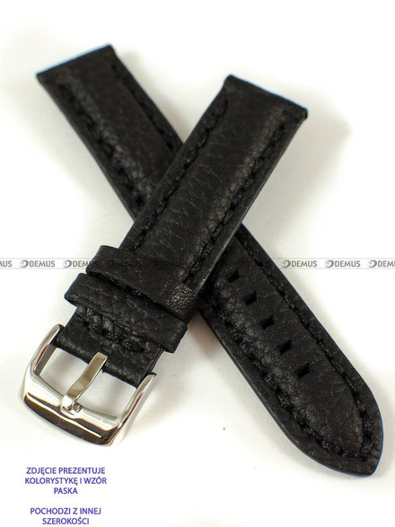 Skórzany pasek do zegarka Pacific W24.22.1.1, 22 mm, Czarny