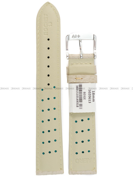 Pasek skórzany do zegarka - Rochet Buffalo 5020613 - 18 mm - Beżowy