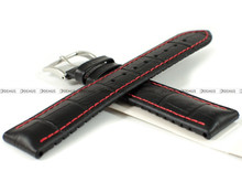 Skórzano-kauczukowy pasek do zegarka Hirsch 00925128052-2-20, 20 mm, Czarny