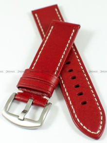 Skórzany pasek do zegarka Tekla PT50.22.4.7, 22 mm, Czerwony