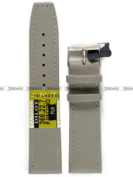 Skórzany pasek do zegarka Diloy 366.22.7, 22 mm, Szary