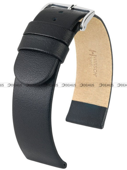 Skórzany pasek do zegarka Hirsch 17872050-2-24, 24 mm, Czarny