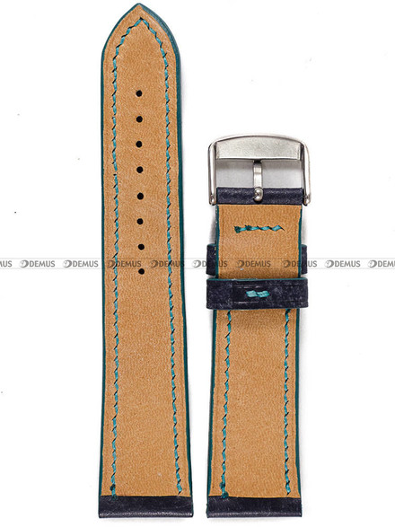 Pasek skórzany ręcznie robiony A. Kucharski Leather - Conceria Il Ponte Maya - Black/Green - 22 mm